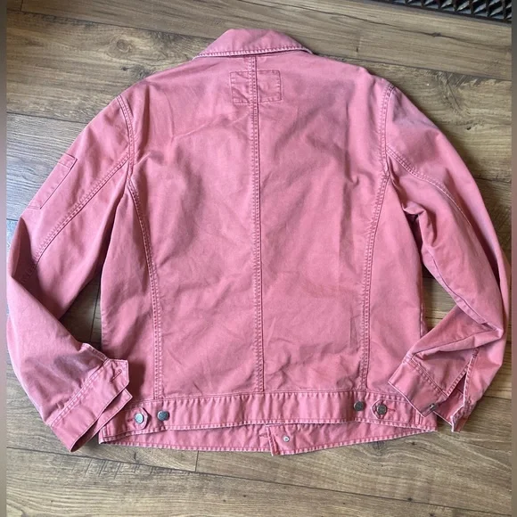 J.Crew Classic Denim Jacket Coral- Size Large - Picture 3 of 11